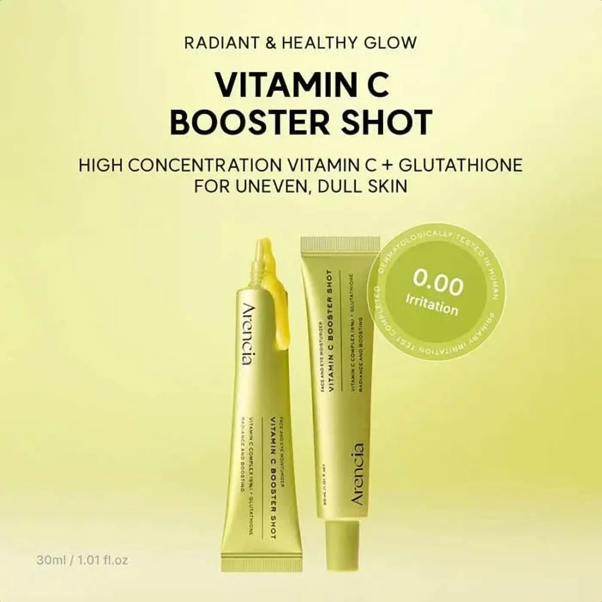 Arencia Vitamin C Booster Shot (Buy 1 Get 1 Free) – Brightening Serum for Dark Spots & Dull Skin, 2 × 30ml